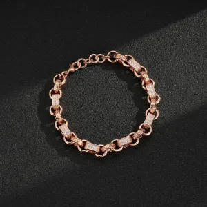10mm Rose Gold Gypsy Link Belcher Bracelet 8 Inches