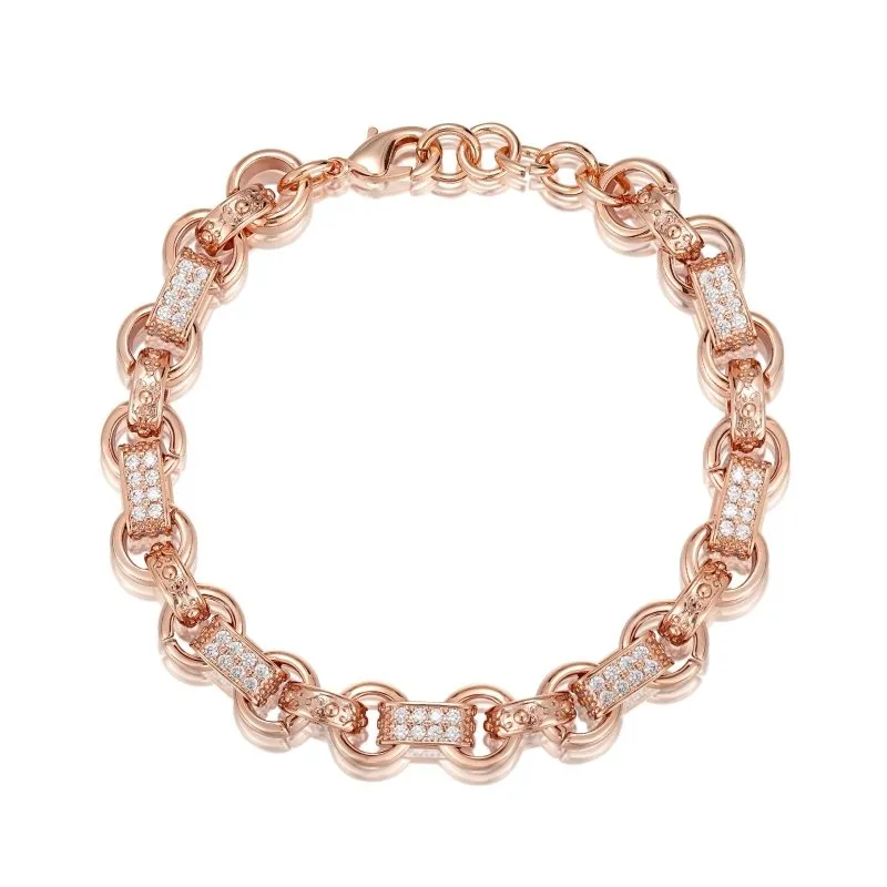 10mm Rose Gold Gypsy Link Belcher Bracelet 8 Inches