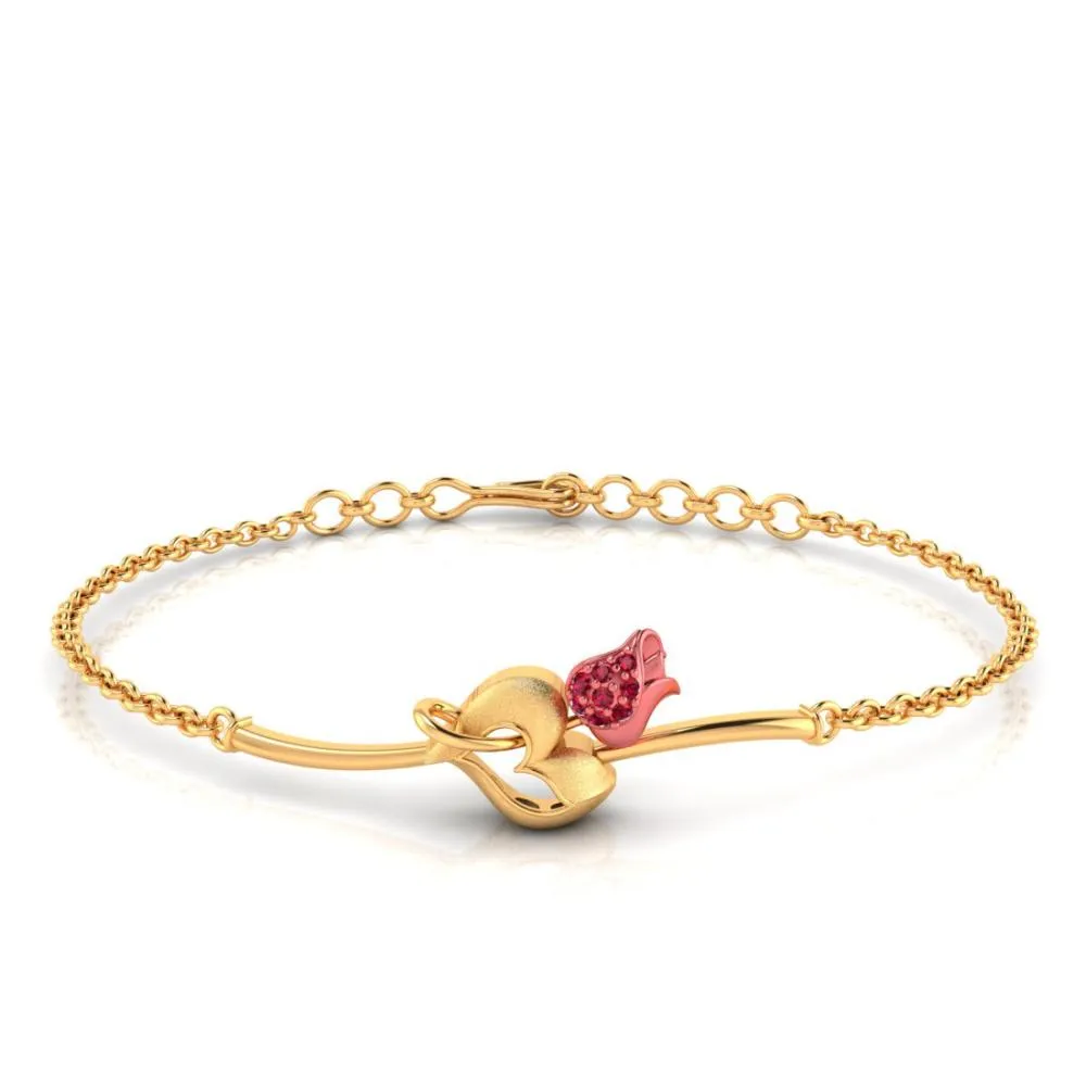 18k Gold Bracelet With A Tulip Flower Design