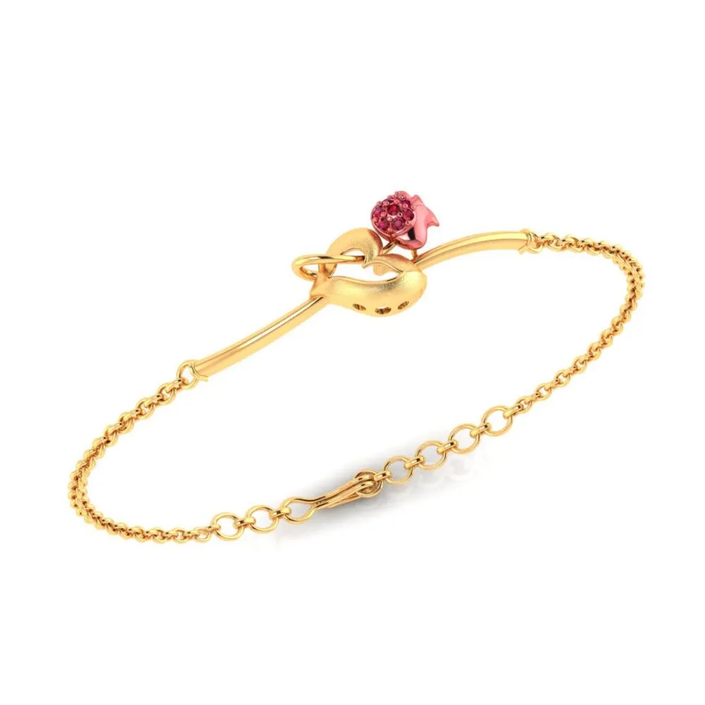 18k Gold Bracelet With A Tulip Flower Design