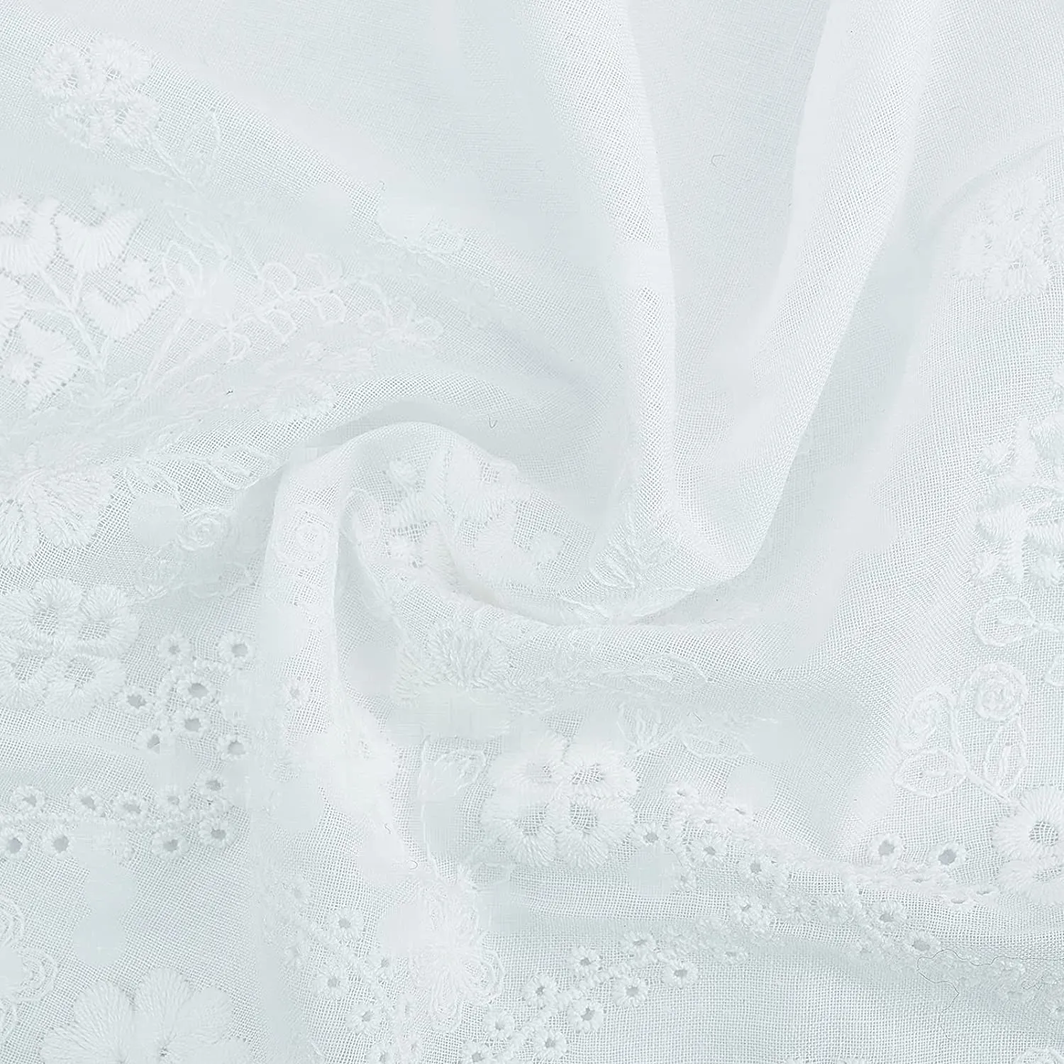 2 Yards Lace Roll White Cotton Lace Trim Fabric 11.33 Wide for Scalloped Edge Decorations for Dress Tablecloth Curtain Hair Band