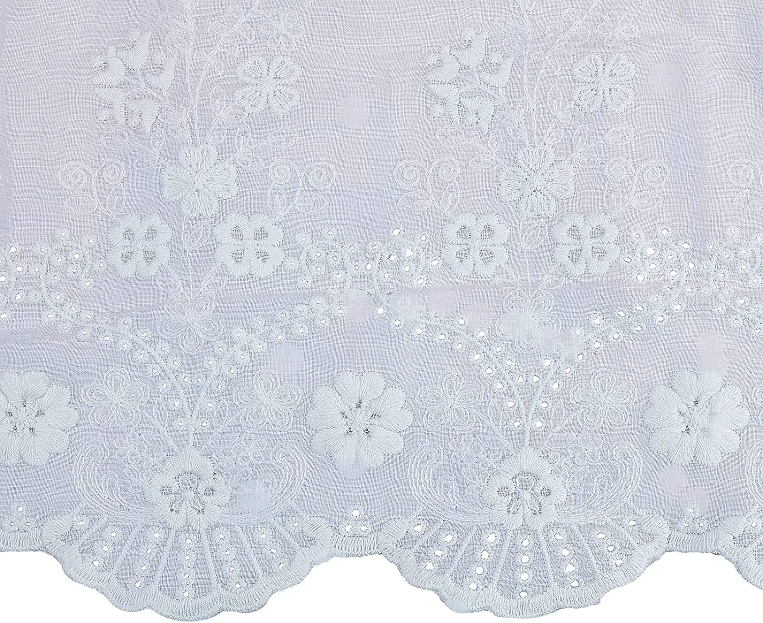 2 Yards Lace Roll White Cotton Lace Trim Fabric 11.33 Wide for Scalloped Edge Decorations for Dress Tablecloth Curtain Hair Band