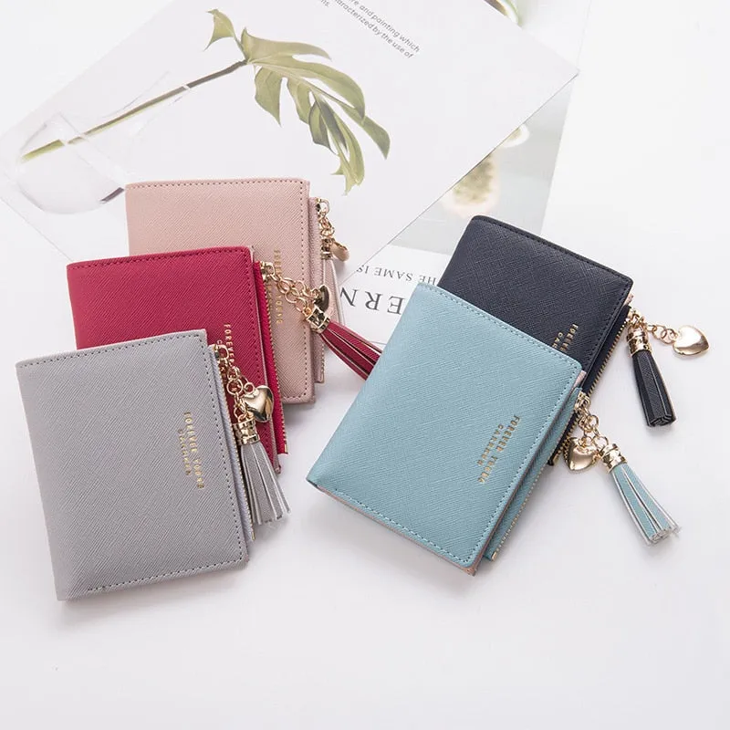 2018 Tassel Women Wallet Small Cute Wallet Women Short Leather Women Wallets Zipper Purses Portefeuille Female Purse Clutch