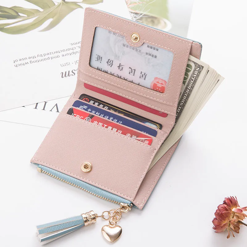 2018 Tassel Women Wallet Small Cute Wallet Women Short Leather Women Wallets Zipper Purses Portefeuille Female Purse Clutch