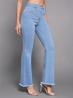 24/7 Comfort Women's Light Blue Bootcut High Rise Stretchable Denim Jeans