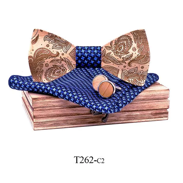 3D Paisley Wooden Bow Tie Set (6 Styles)