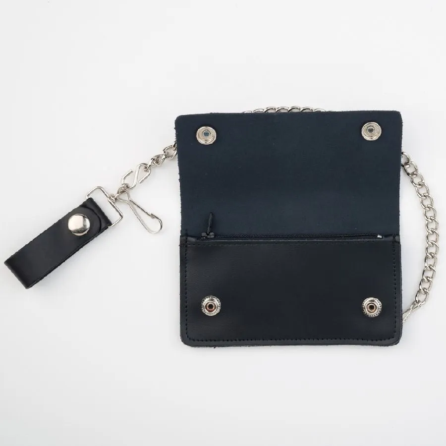 6” Black Leather Chain Wallet