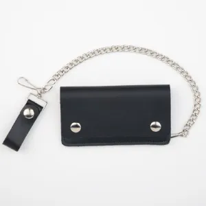 6” Black Leather Chain Wallet