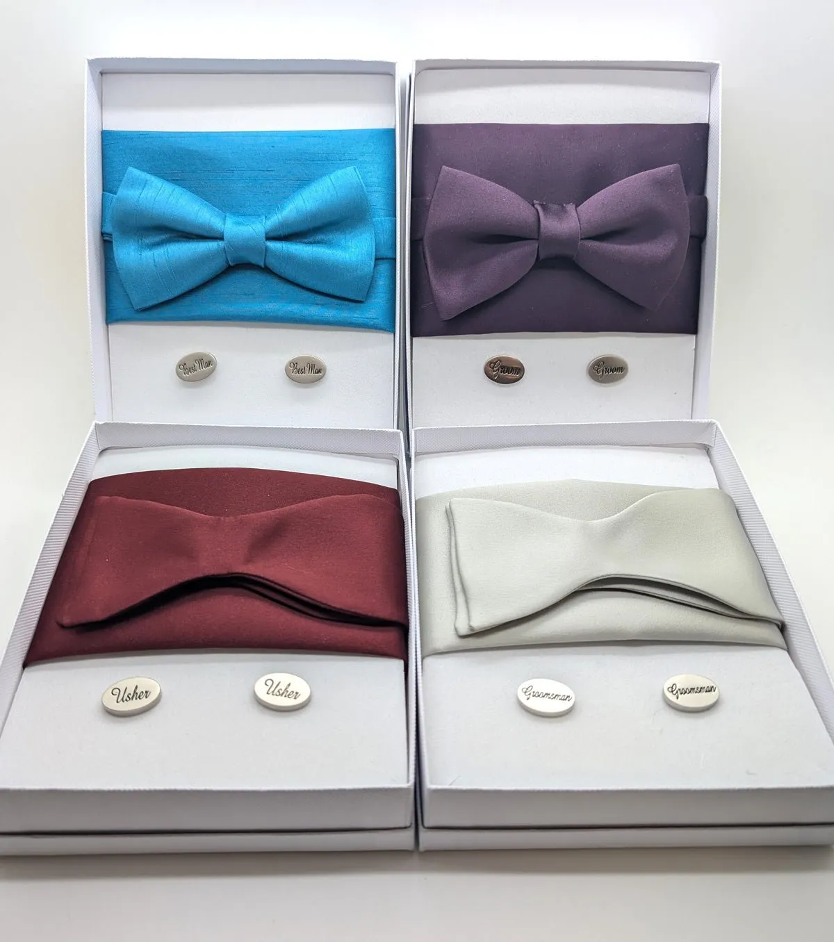 Antique Blue Shantung Bow Tie