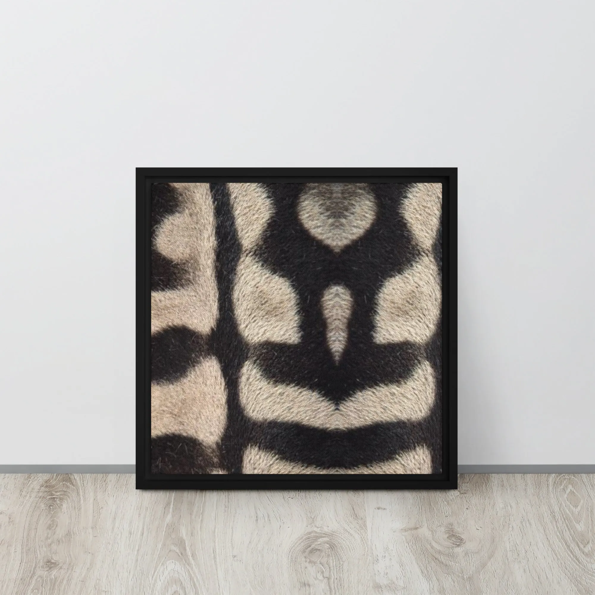 Beige Zebra Artwork Framed Canvas Print