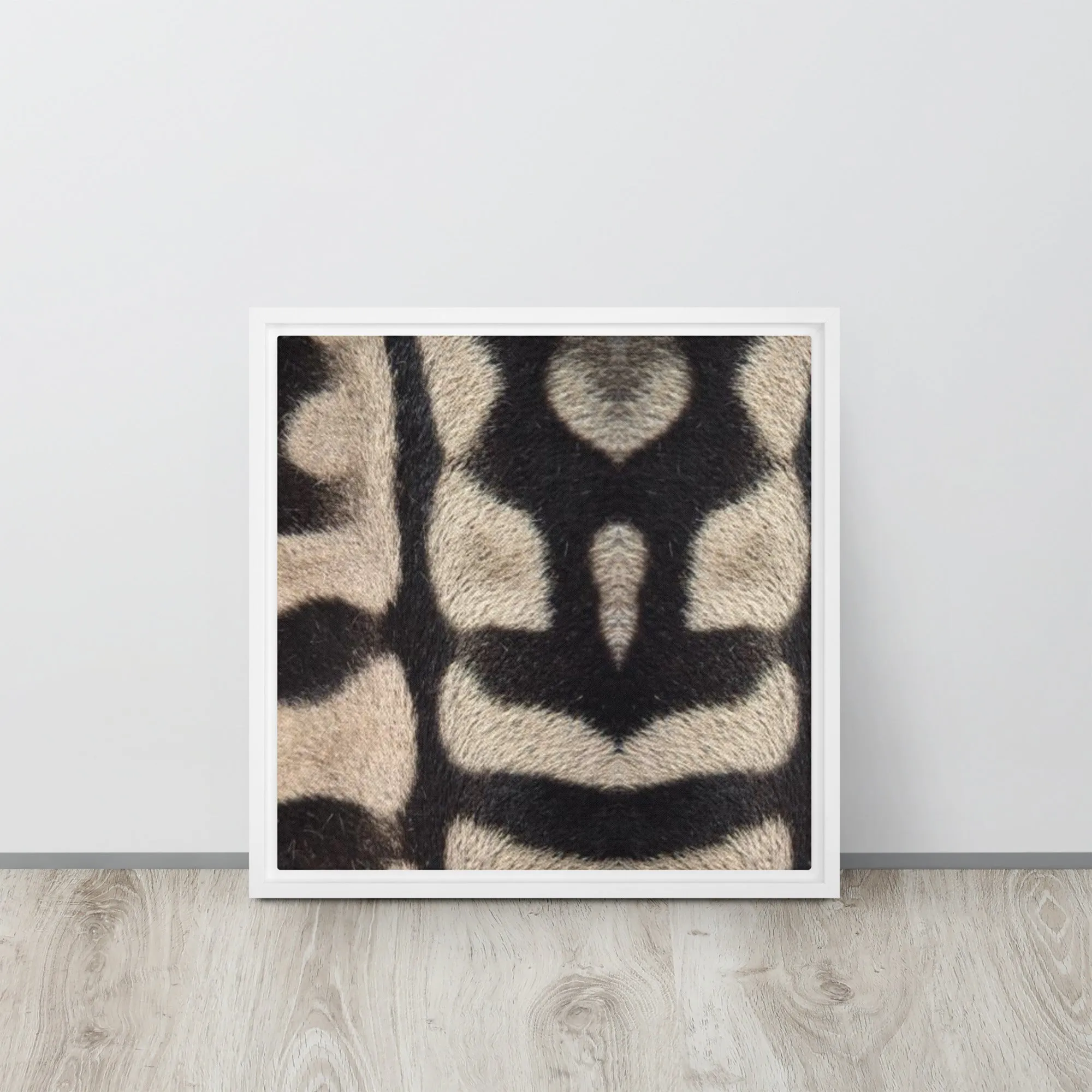 Beige Zebra Artwork Framed Canvas Print