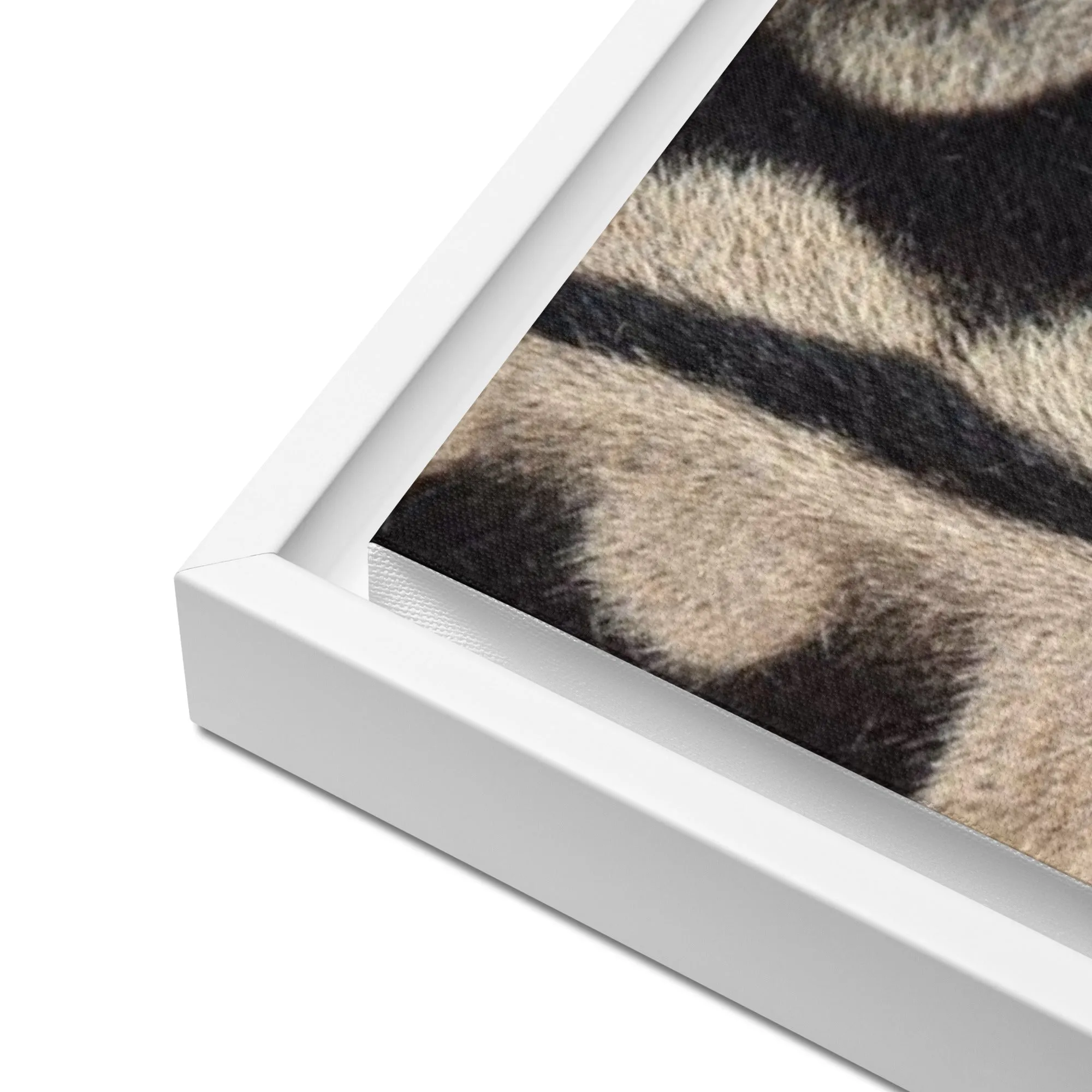 Beige Zebra Artwork Framed Canvas Print