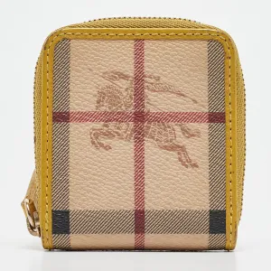 Beige/Yellow Haymarket Check PVC and Leather Coin Purse