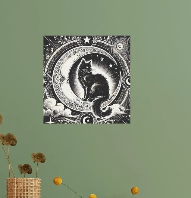 Black Cat Moon Tarot - Wall Art Decor 8x8