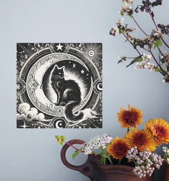 Black Cat Moon Tarot - Wall Art Decor 8x8