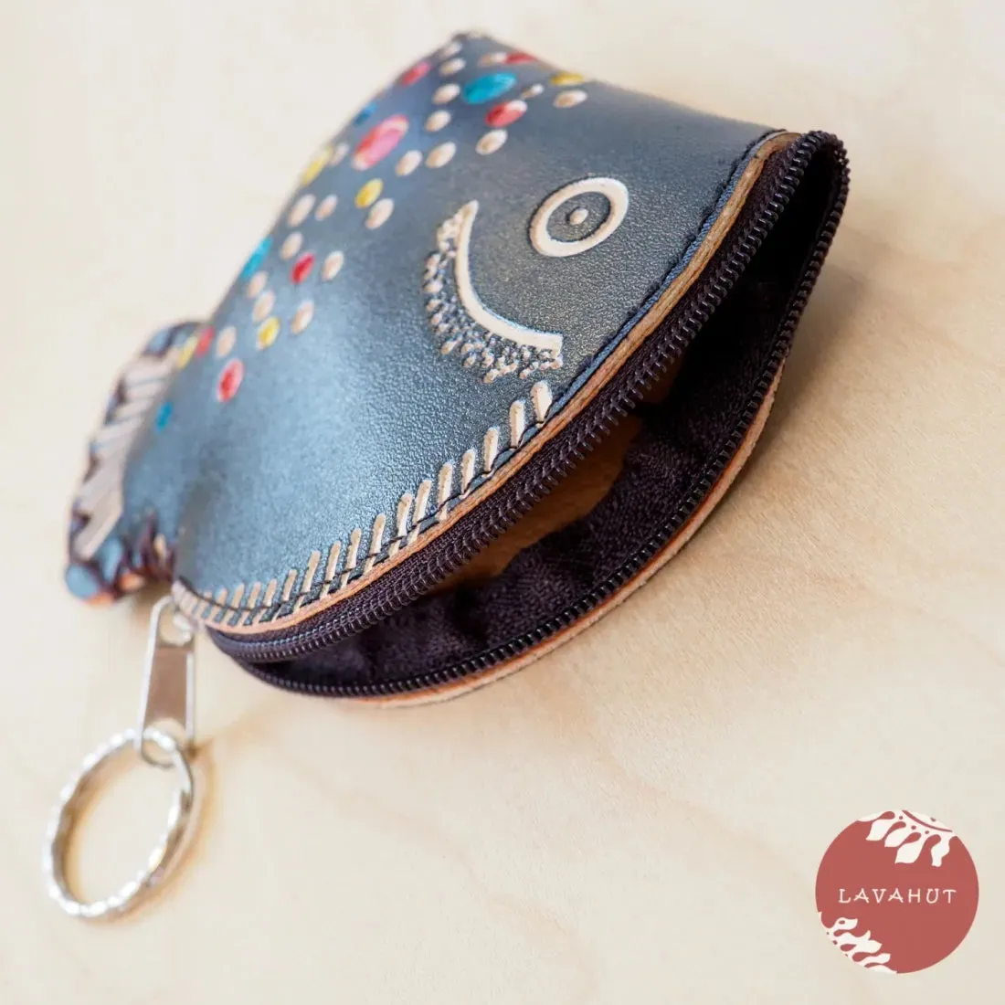 Black Happy Fish Coin Purse   Keychain