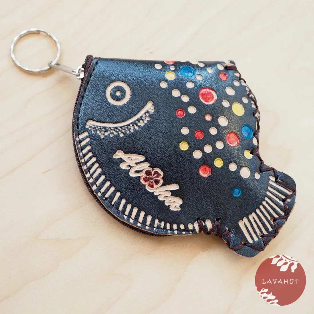 Black Happy Fish Coin Purse   Keychain