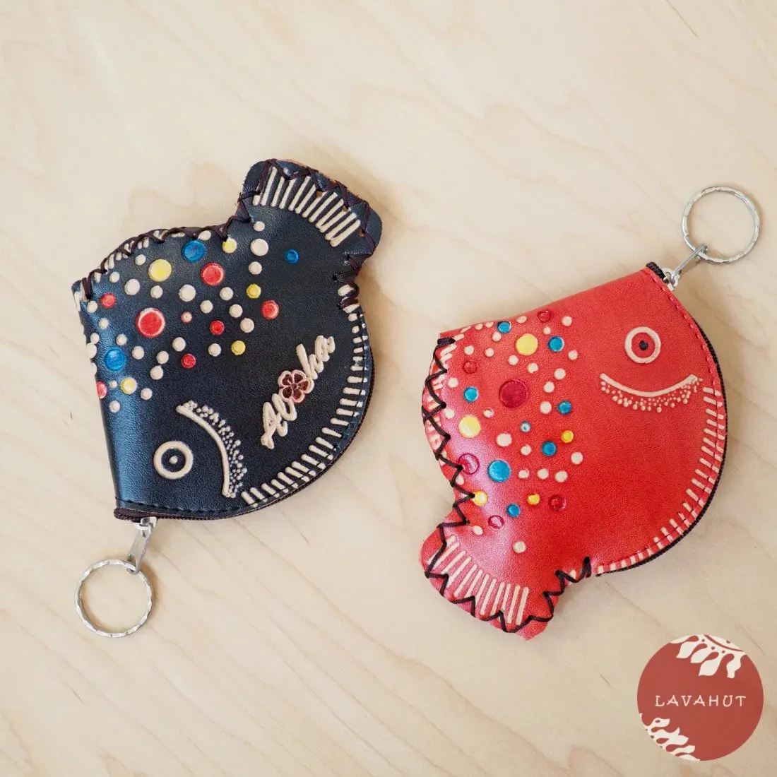 Black Happy Fish Coin Purse   Keychain