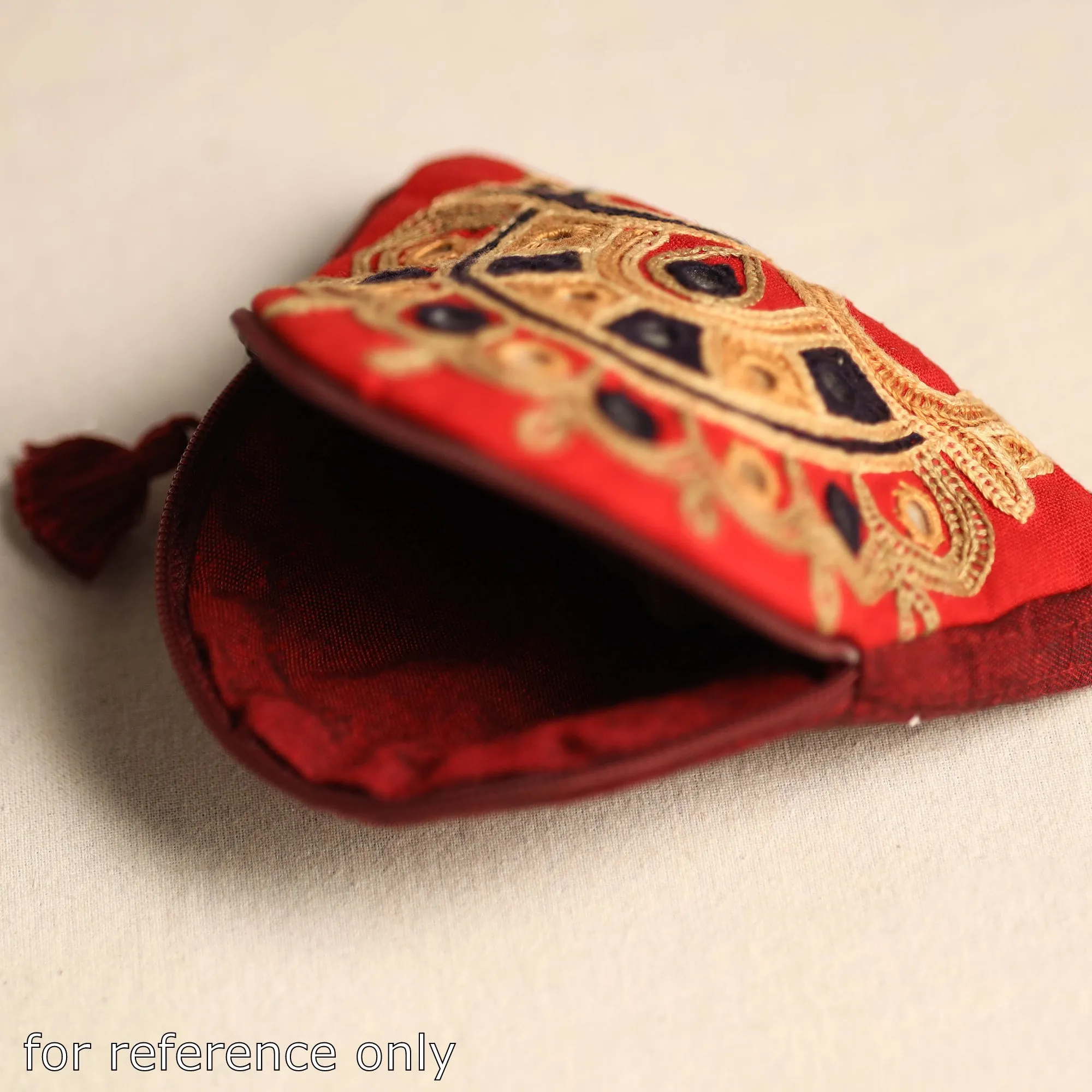 Black - Kutch Ahir Hand Embroidery Cotton Coin Pouch 20