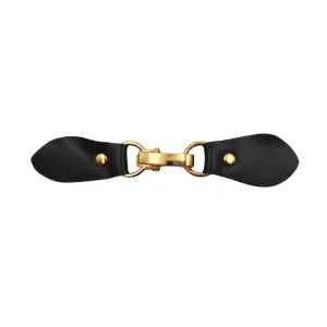Black PU Snap Belt Buckle With Shiny Gold