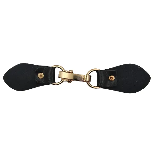 Black PU Snap Belt Buckle With Shiny Gold