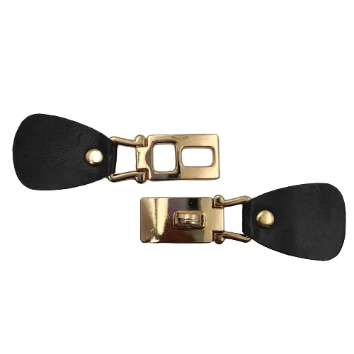 Black PU Twisted Lock Snap Belt Buckle