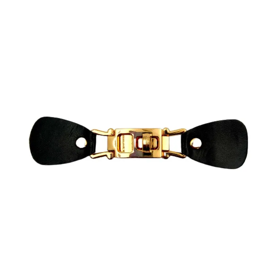 Black PU Twisted Lock Snap Belt Buckle