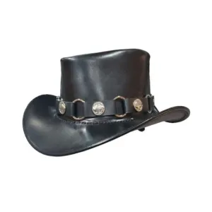 Black Victorian Leather Top Hat