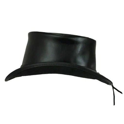 Black Victorian Leather Top Hat