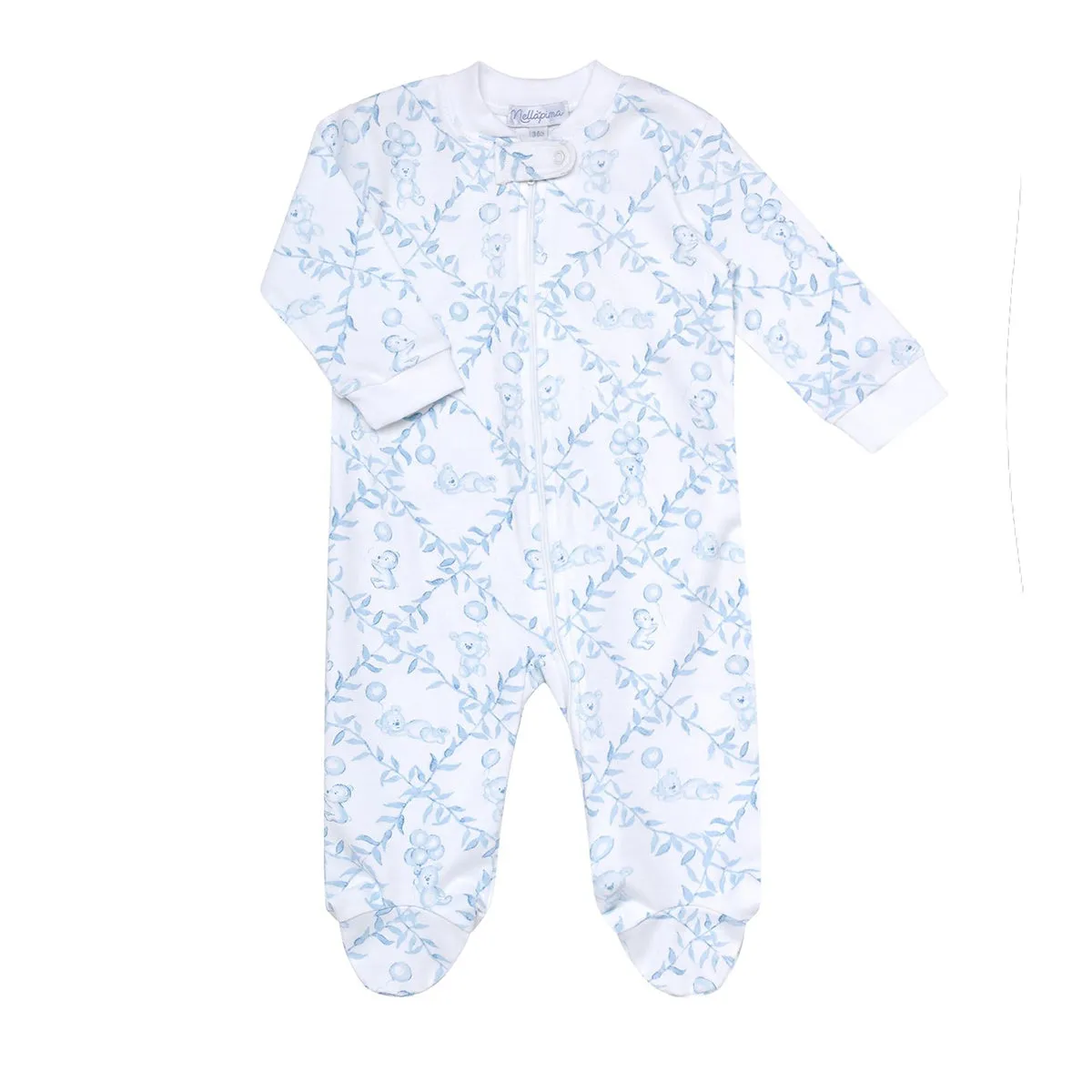 Blue Bears Trellis Zippered Footie