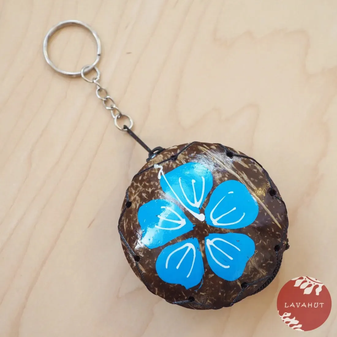 Blue Hibiscus Coconut Coin Purse   Keychain