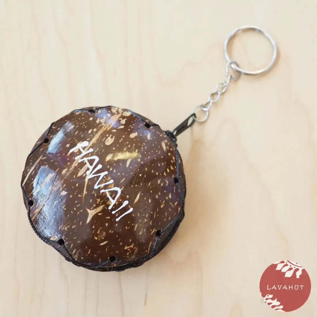 Blue Hibiscus Coconut Coin Purse   Keychain