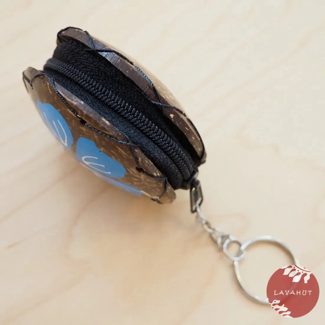 Blue Hibiscus Coconut Coin Purse   Keychain