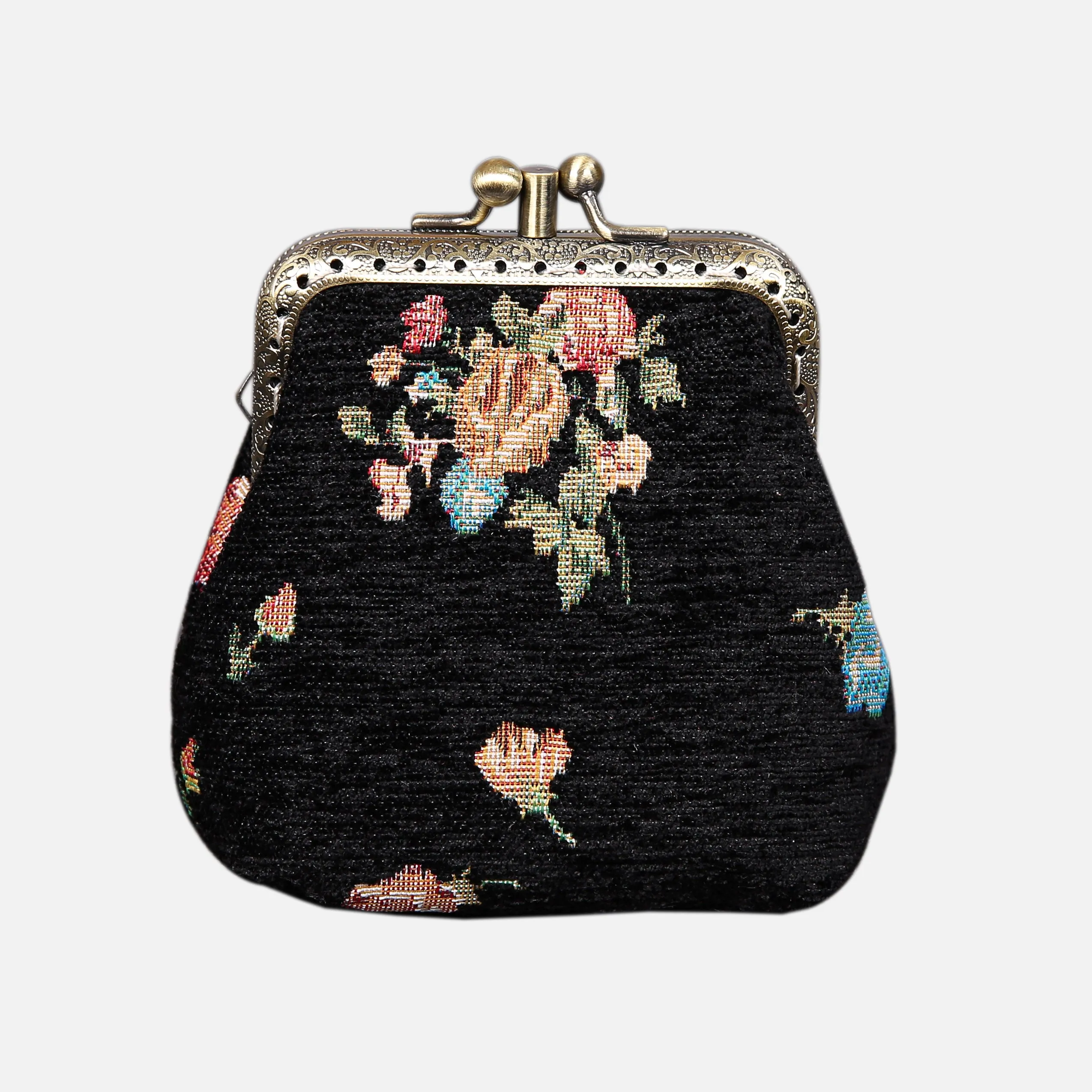 Bouquets Black Double Kiss Clasp Coin Purse