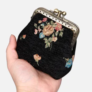 Bouquets Black Double Kiss Clasp Coin Purse