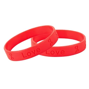 Cardiovascular Disease Red Awareness Silicone Bracelet Wristbands