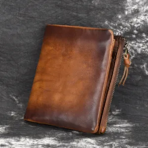 Casual Vintage Double Zipper Leather Wallets 0660
