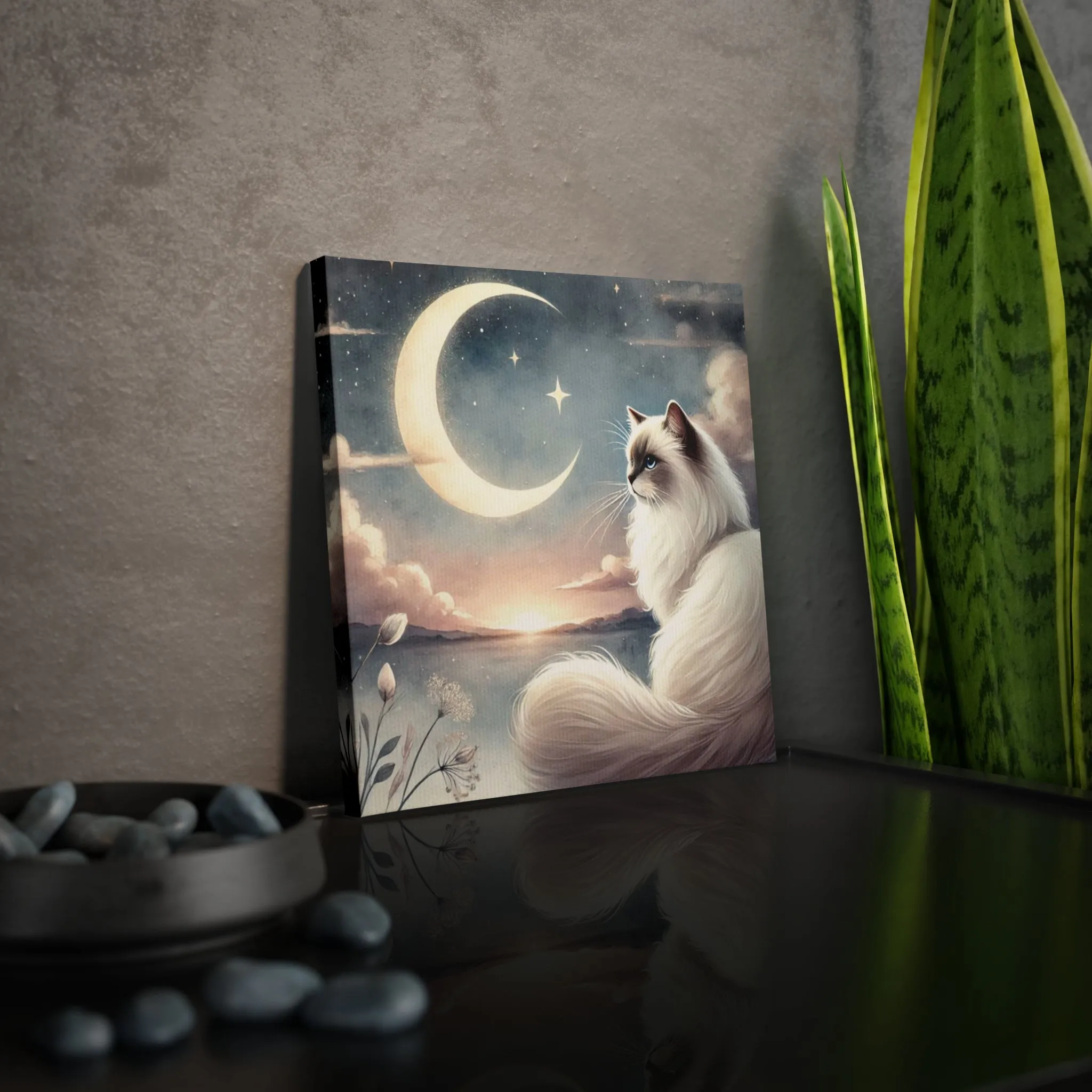 Celestial Moon - Cat Lover Ragdoll - Wall Art Decor 8x8
