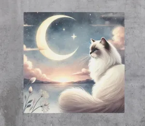 Celestial Moon - Cat Lover Ragdoll - Wall Art Decor 8x8