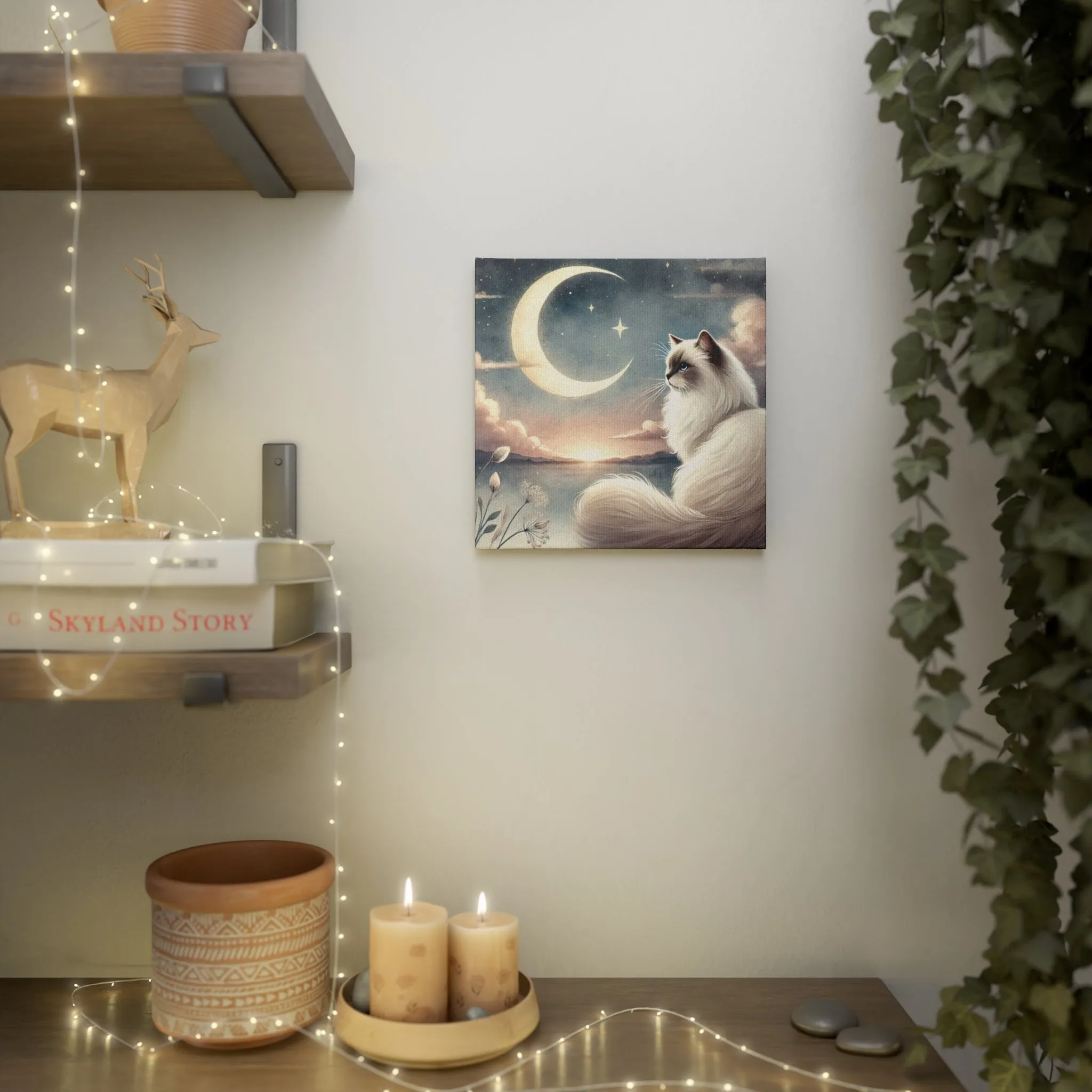 Celestial Moon - Cat Lover Ragdoll - Wall Art Decor 8x8