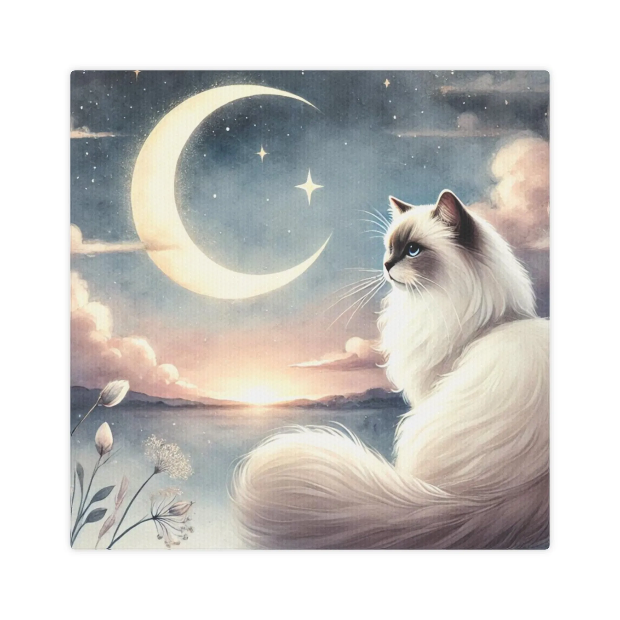 Celestial Moon - Cat Lover Ragdoll - Wall Art Decor 8x8