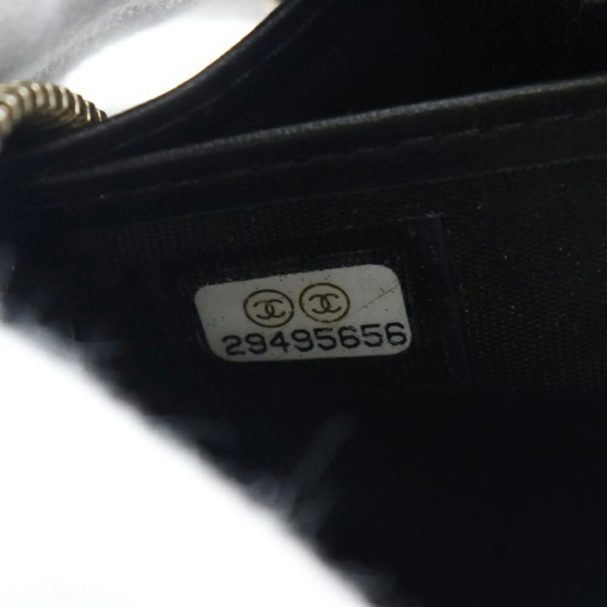 Chanel Camellia Emboss Cocomark A82281 Matte Caviar Skin Black Women's Long Wallet