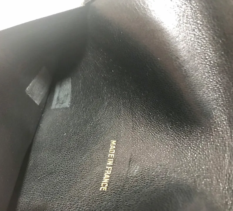 CHANEL Vintage black stitched leather book cover, diary cover, checkbook case etc
