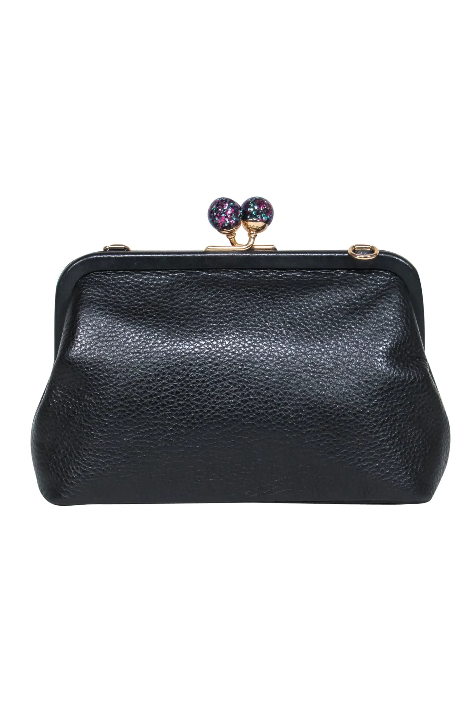 Coach - Black Coin Purse-Style Crossbody Bag w/ Glitter Snap