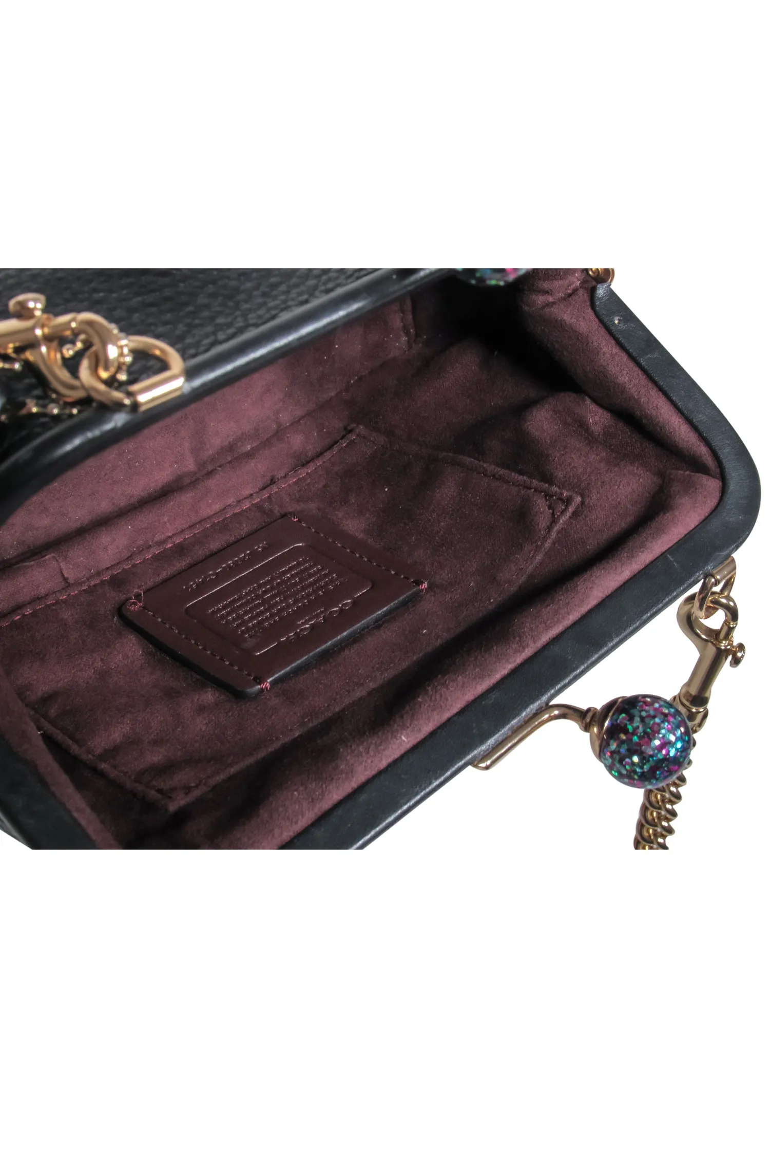 Coach - Black Coin Purse-Style Crossbody Bag w/ Glitter Snap