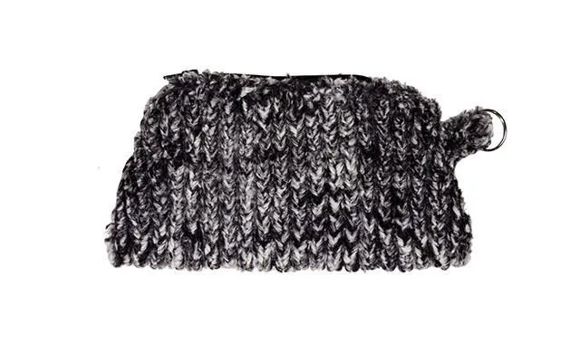 Coin Purse & Cosmetic Bag - Cozy Cable in Ash Faux Fur - Sold Out!