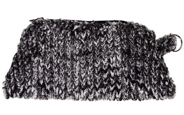Coin Purse & Cosmetic Bag - Cozy Cable in Ash Faux Fur - Sold Out!