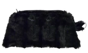 Coin Purse & Cosmetic Bag - Minky Faux Fur in Black