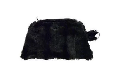 Coin Purse & Cosmetic Bag - Minky Faux Fur in Black