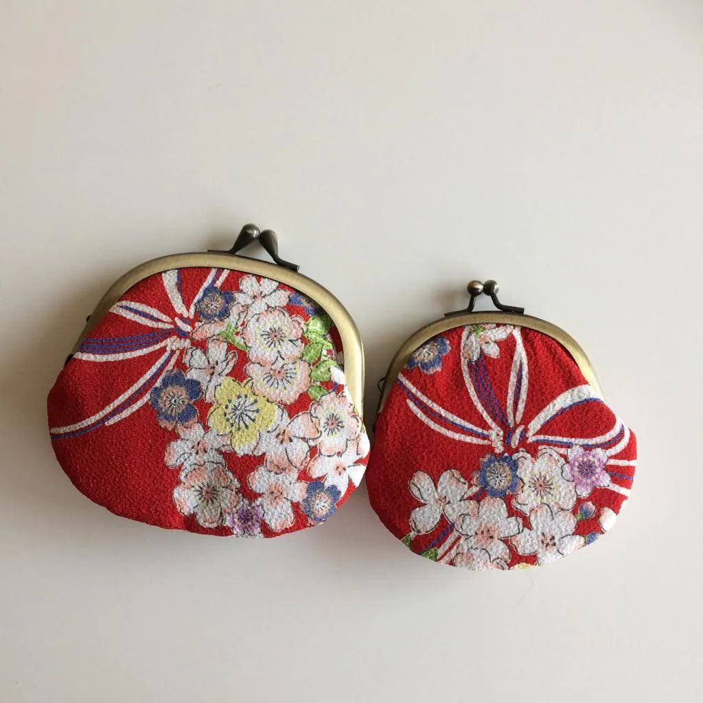 Coin Purse (Gamaguchi)—SAKURA PATTERN—RED